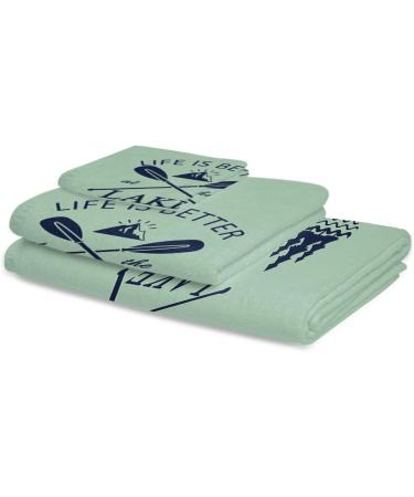PakiInno Lakepak1381 Towel Set - Life is Better at The Lake Design - Soft & Absorbent Fluffy Towels for Sports, Travel & Fitness - 30x60+16x28+13x13 Inch - Buy Online on SooperMarket.com