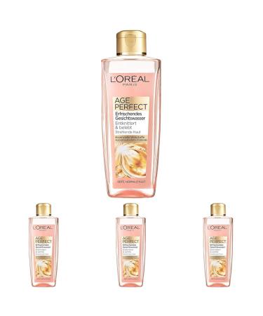 L'Or al Paris facial cleaning refreshing facial toner for cleaning and care for ripe skin age perfect 1 x 200 ml (pack of 4) 200 ml (4 Pack)