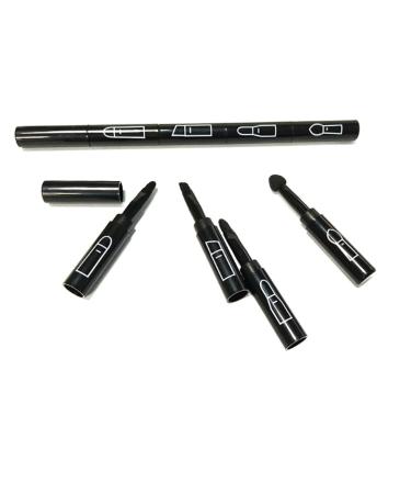 4 in 1 Premium Detachable Makeup Brush Kit - Lip Eyeshadow & Eyebrow Brushes - Portable Travel-friendly Cosmetics (Black - Buy Online on SooperMarket.com