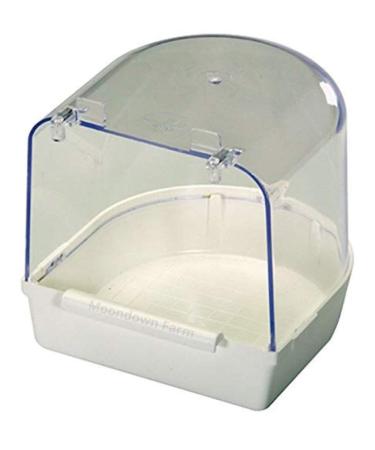 Moondown Farm Cage Bird Bath White Plastic for Finch Canary Budgie