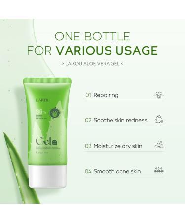 Organic Aloe Vera Gel for Face and Body - 96% Fresh Aloe, Deeply Soothing & Firming, Sunburn Relief, Acne Treatment - Buy Online on SooperMarket.com