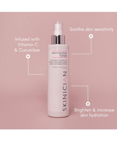SKINICIAN Revitalising Toner - Hydrating Toner for Brighter Looking Skin - Facial Toner with Soothing Cucumber & Vitamin B5 - Revitalise Skin - Spray Mist Toner - Vegan & Cruelty Free (200ml) - Buy Online on SooperMarket.com