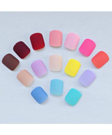 LuckForever 360pc Kids Press On Nails - Matte Short Square Fake Acrylic Fingernails for Girls & Women - Full Cover French Colored Manicure Decor - Buy Online on SooperMarket.com