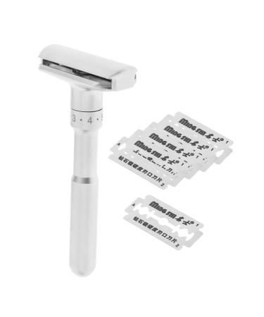 F Fityle Adjustable Safety Razor Classic Mild to Aggressive 1-6 Double Edge with 5 Blades for Men's Shaving