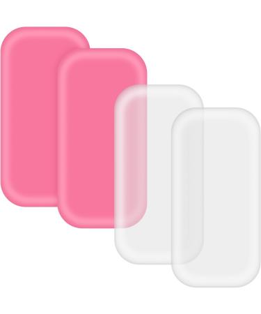 4 Pieces Silicone Lash Pad Rectangle Silicone Eyelash Extension Pad Loose False Lashes Holder Lash Grafting Gasket Pallet Reusable Silicone Pad Eyelash for Women and Lash Extension Supplies Tools (Pink and Transparent)