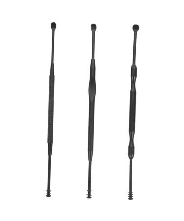 PLAFOPE 1 Set Ear Pick Ear Cleaner Household Tools Ear Cleaner Brush Ear Wax Removal Stick Compact Earwax Pick Earwax Remover Earwax Accessory Dual Use Ear Pick Pumice Stone Black Portable