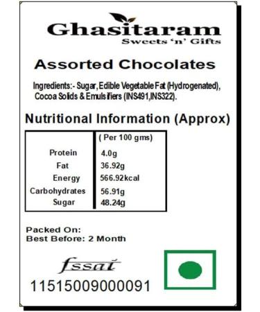 Jaiccha Ghasitaram Diwali Gifts Chocolate - Assorted Chocolates 400 GMS with 2 T-Lites - Buy Online on SooperMarket.com