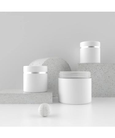 Zeoabsy 4-Pack 30ml Matte White Double-Walled Plastic Cream Canisters | Screw Cap with Silver Edge | Ideal for Gels Creams Ointments & Snacks - International Shipping Available - Buy Online on SooperMarket.com