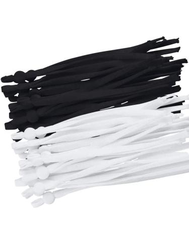 Atoli 100 Elastic Band with Adjustable Buckle High Elastic Rope DIY Handicraft Elastic Cord Ear Hanging Cord Ear muff Cord Mask Elastic Cord Black and White