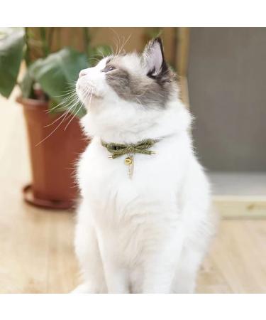 PetSoKoo Cute Bowtie Cat Collar with Bell | Japanese Style Bowknot & Fish Charm | Safety Breakaway | Soft & Lightweight | for Male & Female Cats & Kittens (Tea Green) - Buy Online on SooperMarket.com