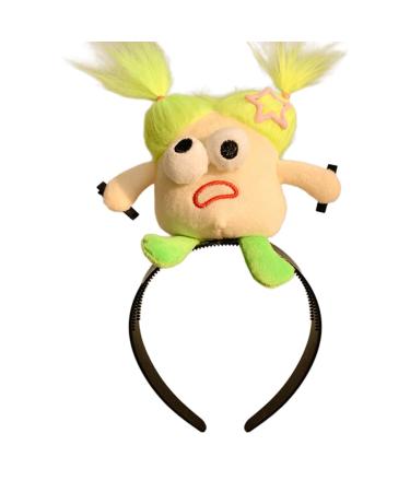 JSGHGDF Funny Hairhoop Cartoon Plush Hairband Music Festival Hairband Kids Birthday Party Wear Women Face Washing Headband Light green fried ha