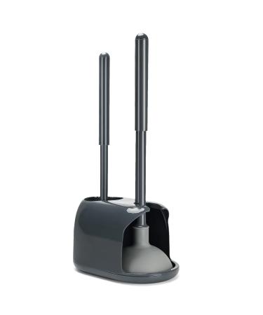 Toilet Brush and Plunger Set, 2 in 1 Toilet Bowl Brush Plunger with Holder Combo Caddy Stand for Bathroom Cleaning, Durable and Efficient 1pcs Gray