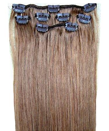 Forever Young Hair Extensions Real Human Hair Extensions Clip In Half Head 40g 16" Length Ash Brown #8