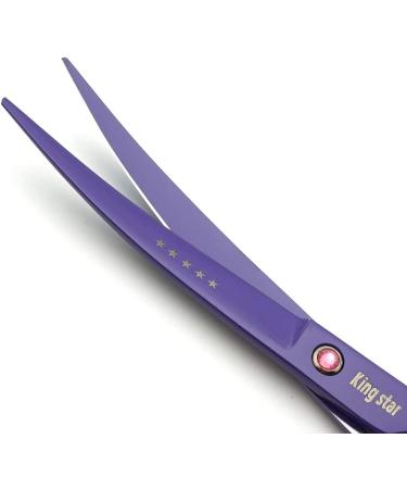 Kingstar 7 Pet Grooming Scissors Set - Straight, Thinning, Curved - Purple Professional Kit with Case and Comb - Buy Online on SooperMarket.com