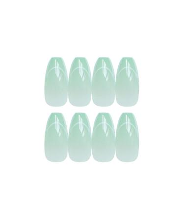 24PC Glossy Gradient Green Coffin Press-On Nails - Medium French Tip Design for Women & Girls - Buy Online on SooperMarket.com