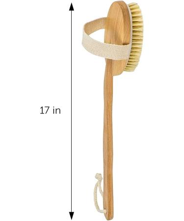 DecorRack Wood Bath Brush with Natural Bristles - Exfoliating Body Brush for Smooth, Healthy Skin - Detachable Handle - 1 Pack - Buy Online on SooperMarket.com