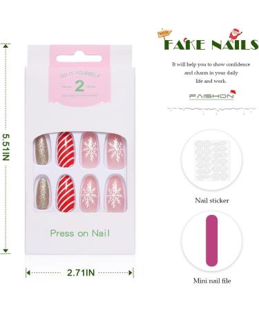 Vatocu Christmas False Nails - Short Red Press On Nails with Snowflake, Elk, and Snowman Designs - 24pcs for Women and Girls - Buy Online on SooperMarket.com