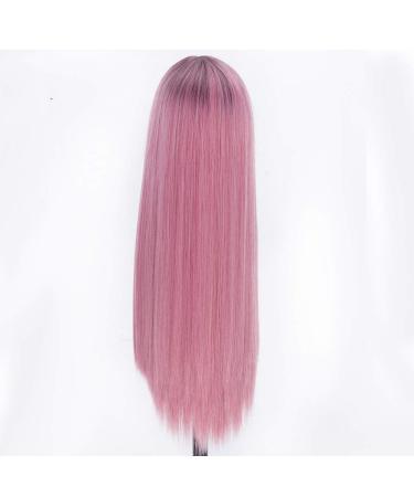 Buy SHIYID Pink Long Silky Straight Synthetic Hair Wig with Dark Roots - Glueless & Heat Resistant for Women | Shop Now! - Buy Online on SooperMarket.com