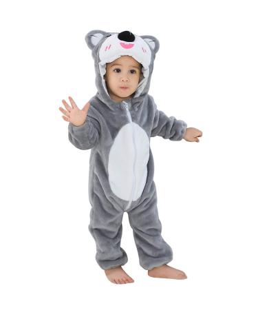 COOKY.D Baby Hooded Rompers Infant Winter Flannel Jumpsuit Pajamas 2-36 Months 18-24 Months Koala