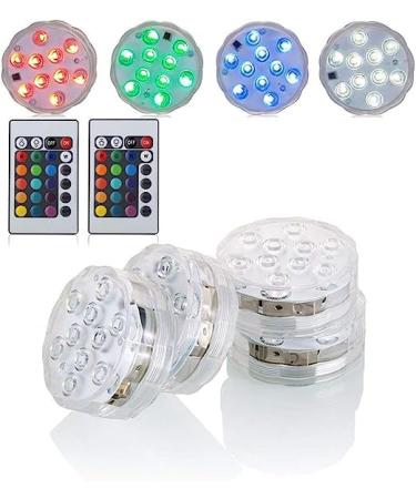 Multicolor remote control RGB LED underwater lighting waterproof color change Led Magic Light for Vase Base Floral aquarium pond wedding (4pieces flower)