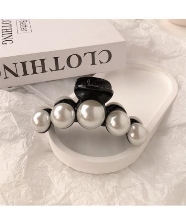 3-Piece Large Pearl Hair Claw Clips Set - White, Black, Brown | Strong Hold Acrylic Design for Women - Fashion Hair Styling Barrette & Wedding Hair Decor - Buy Online on SooperMarket.com