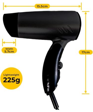 Netagon Portable Compact Foldable 12V in Car Hair Dryer for Travelling Camping Festivals Caravan Motorhome & Windscreen De Frosting Icer (Black) - Buy Online on SooperMarket.com