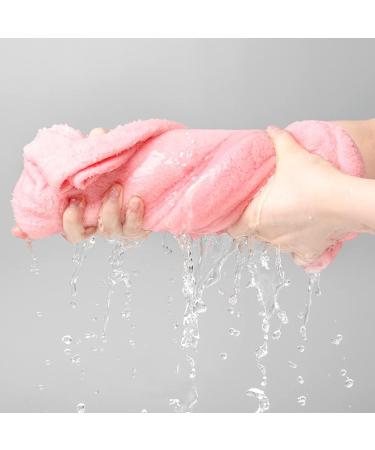 3pcs Hair Towel Wrap Set - Button Drying Towel Hat for Women with Long Hair (Pink Purple Gray) - Buy Online on SooperMarket.com