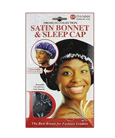 Donna's Premium Reversible Satin Bonnet & Sleep Cap (Black)