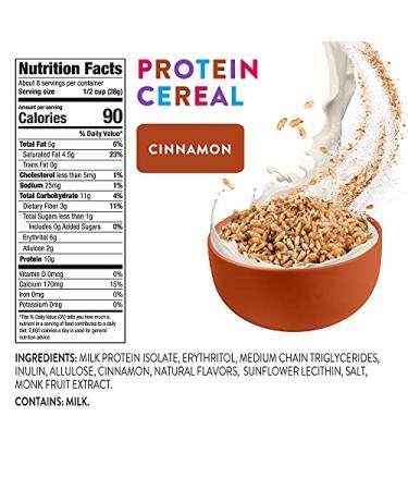HighKey High Protein Breakfast Cereal - 8oz Keto Snacks Zero Sugar & 0 Net Carb Grain & Gluten Free Low Carb Cereals Paleo Diabetic Ketogenic & Non GMO Food Healthy Snack Grocery Foods - Cinnamon - Buy Online on SooperMarket.com