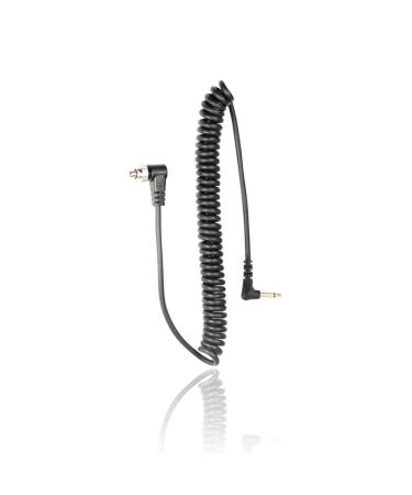 Foto&Tech 3.5 mm to Male Flash PC Sync Cable, 14 Inch Coiled Cord with Screw Lock, Compatible with Nikon Canon and Most DSLR Cameras PocketWizard Plus III Plus II Mini Phone PC1 (1 Piece) 1 PC