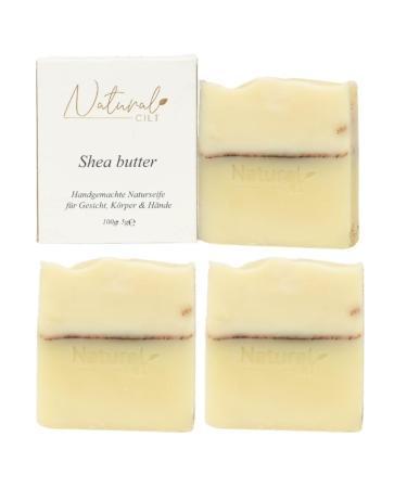3x natural cilt shea butter soap - 100% natural soap - without questionable ingredients - certified - handmade - shower soap for all skin types - shower gel - natural food metics shea butter 100 g (3 -pack)