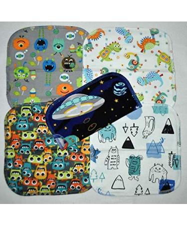 Set of 5 Little Monster Printed Flannel 8x8 Inch 1 Ply Wipes - Buy Online on SooperMarket.com