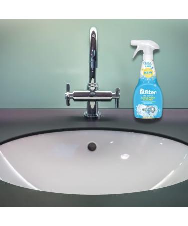 Buster Active Foam Sink & Drain Cleaner 500ml x 2 - Sink Cleaner to Remove Limescale & Stains - Daily Plughole Foam Cleaner & Odour Eliminator Foam Cleaner for Sinks Showers Drains and Plugs - Buy Online on SooperMarket.com