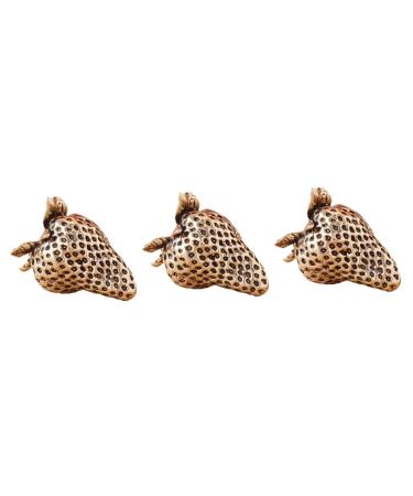 Warmhm 3pcs Brass Strawberry Home Decor Statue Strawberry Decor Brass Adornment Strawberry Ornament Brass Fruit Ornament Small Desktop Decor Brass Figurine Brass Decor Ornaments Delicate Goldenx3pcs 4.50X3.50X3.50CMx3pcs