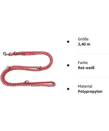 Dogeline Double-Leash for Medium Dogs Up to 45 kg | 39 Colors | 2.40 m Red-White Practice Line | Stable & Durable - Buy Online on SooperMarket.com