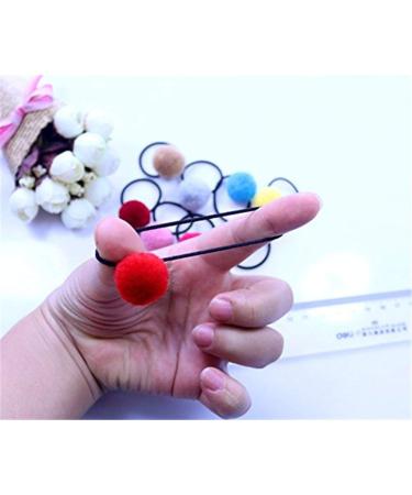 10 Elastic Ball Hair Ties - Plush Pom Pom Ponytail Holders for Women & Girls - Red - Comfortable & Practical - Buy Online on SooperMarket.com