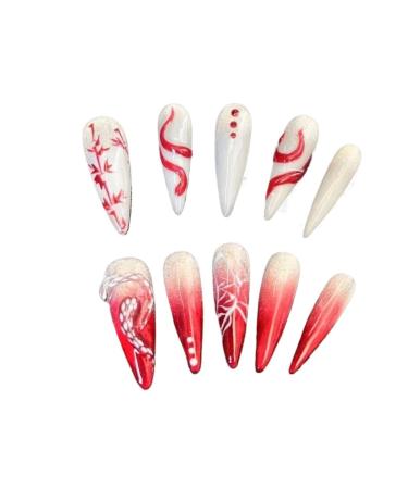 Temperament-enhancing manicure new Chinese gradient hand-painted hand-worn manicure finished product whitening nail patch.(M)