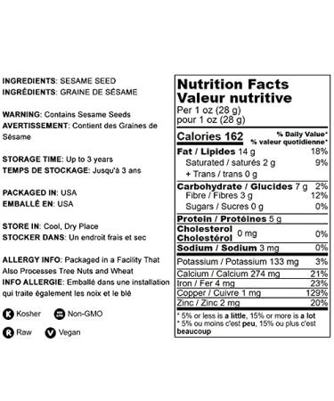 Hulled Sesame Seeds 4 lbs - Non-GMO Verified Raw White Sesame Seeds | Kosher Vegan | High Magnesium Iron Calcium | Ideal for Tahini Paste, Baked Goods, Stir-fry - Buy Online on SooperMarket.com