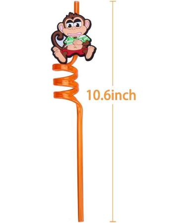 iwobi 12 Pcs Animal Curly Straws Reusable Plastic Curly Novelty Straws for Kids Birthday Party - Buy Online on SooperMarket.com