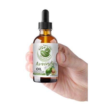 Organic Cold-Pressed Avocado Oil 4oz - 100% Pure & Unrefined - Natural Moisturizer for Hair, Face, Body, Nails, Stretch Marks - Rich in Antioxidants and Fatty Acids - Buy Online on SooperMarket.com