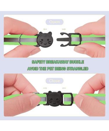 Hepplly 2-Pack Reflective Cat Collars with Bell - Quick Release Kitten Collars (Light Green) - International Shipping Available - Buy Online on SooperMarket.com