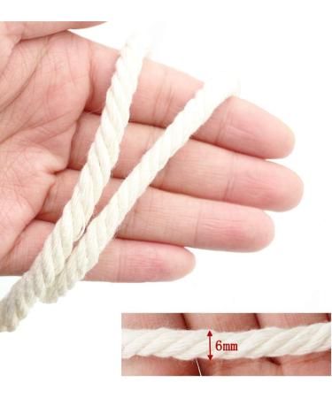 164ft Natural Cotton Rope Cord 1/4 inch Thick | DIY Rope Craft 6mm X 50m | Ideal for Rope Wrapped Jars, Vases, Buckets, Lamps, Coasters | Eco-Friendly Crafting Supplies - Buy Online on SooperMarket.com