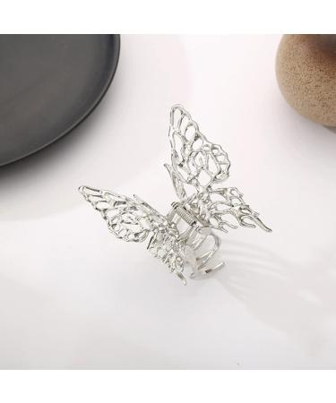 Large Sliver Butterfly Hair Clips - Strong Hold Hair Claw Clips for Women and Girls | Wedding, Prom, Party Wear Hair Accessories | Style 1 - Buy Online on SooperMarket.com