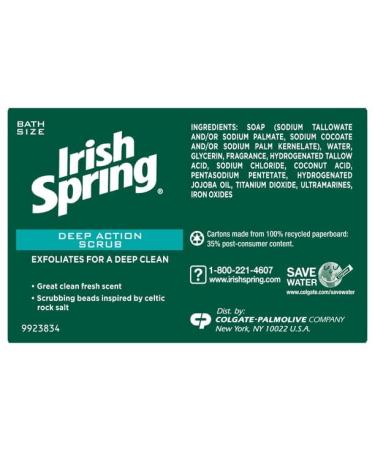 Irish Spring Deep Action Scrub Bar Soap 3 Pack - Invigorating Cleanse - Buy Online on SooperMarket.com