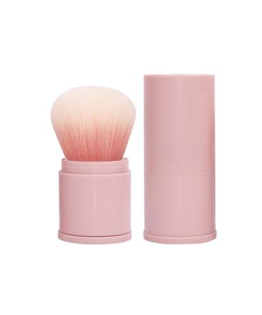 Retractable Powder Makeup Brush for Face Pink Blush Brush for Cheeks Kabuki Brush Retractable Travel Foundation Brush Bronzer Brush with Cover for Soft Powders Blush Foundation Make up Pressed Powder