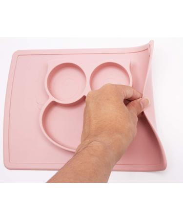 Qshare Toddler Plate | Portable BPA-Free Silicone Suction Plate for Kids | Dishwasher & Microwave Safe | 11x8x1 inch | Cream Pink - Buy Online on SooperMarket.com