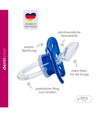 Dentistar Silikon Night Schnuller Set - Size 3 (14+ Months) - Luminous Baby Pacifiers - Dental Approved - Made in Germany - Moon & Blue Design - Buy Online on SooperMarket.com