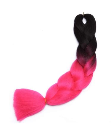 Tess Braids Extensions 60 cm - Jumbo KanCalon Ombre Hair Braids (Black/Pink) | 100g Bundle for Single-Laid Box Braids - Buy Online on SooperMarket.com