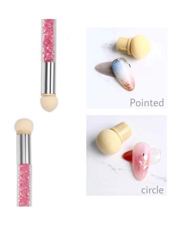 Nail Art Tools Set - Double Head Ombre Sponge Stick & Brush Applicator with 4 Replacement Heads for Perfect Pigment Application - Buy Online on SooperMarket.com