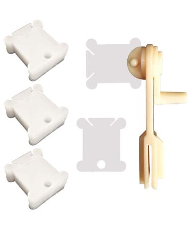 300 Pieces Plastic Floss Bobbins with Bobbin Winder for Cross Stitch Cotton Thread Craft DIY Sewing Storage  White 300 Bobbins & 1 Winder
